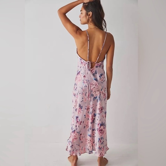 Free People Intimately Easy to Love Maxi Slip Dress Floral Roses Print - Picture 3 of 9